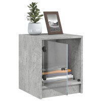 Produktbild för Sängskåp med glasdörr betonggrå 35x37x42 cm
