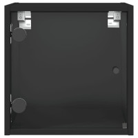 Produktbild för Sängskåp med glasdörrar 2 st svart 35x37x35 cm