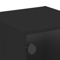 Produktbild för Sängskåp med glasdörrar 2 st svart 35x37x35 cm
