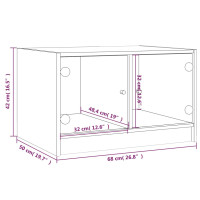 Produktbild för Soffbord med glasdörrar rökfärgad ek 68x50x42 cm