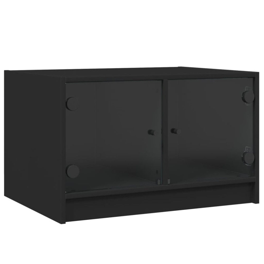 Produktbild för Soffbord med glasdörrar svart 68x50x42 cm