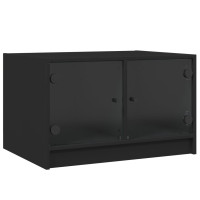 Produktbild för Soffbord med glasdörrar svart 68x50x42 cm