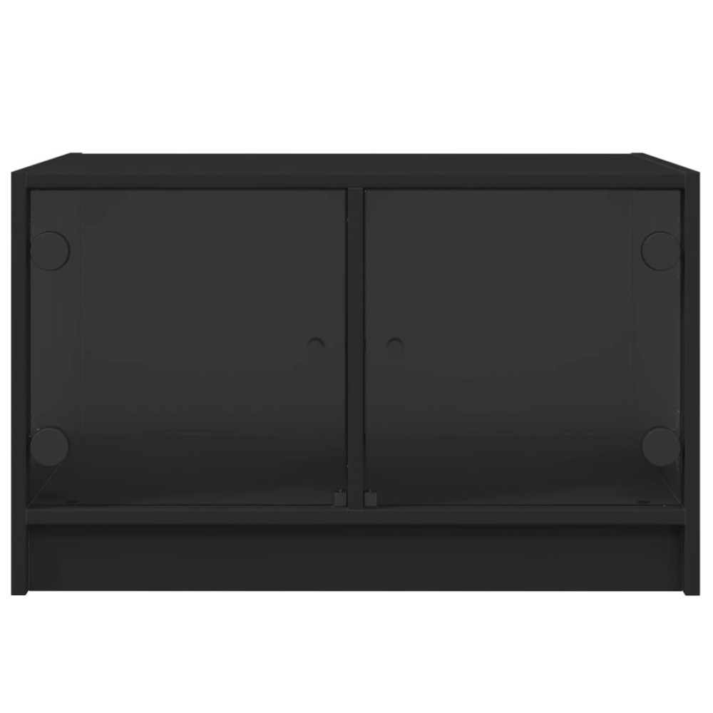 Produktbild för Soffbord med glasdörrar svart 68x50x42 cm