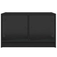 Produktbild för Soffbord med glasdörrar svart 68x50x42 cm