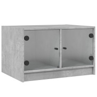 Produktbild för Soffbord med glasdörrar betonggrå 68x50x42 cm
