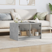 Produktbild för Soffbord med glasdörrar betonggrå 68x50x42 cm