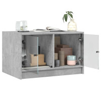 Produktbild för Soffbord med glasdörrar betonggrå 68x50x42 cm