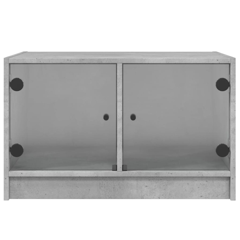 Produktbild för Soffbord med glasdörrar betonggrå 68x50x42 cm