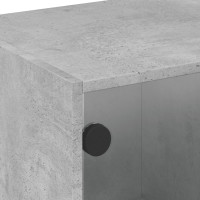 Produktbild för Soffbord med glasdörrar betonggrå 68x50x42 cm