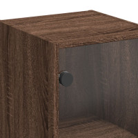 Produktbild för Sidoskåp med glasdörrar brun ek 35x37x68,5 cm