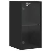 Produktbild för Sidoskåp med glasdörrar svart 35x37x68,5 cm