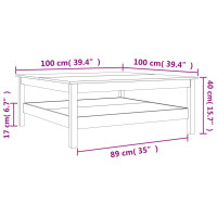 Produktbild för Soffbord vaxbrun 100x100x40 cm massiv furu