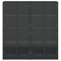 Produktbild för Bokhylla med dörrar svart 136x37x142 cm konstruerat trä