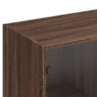 Produktbild för Bokhylla med dörrar brun ek 136x37x142 cm konstruerat trä
