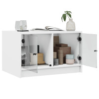 Produktbild för Soffbord med glasdörrar vit 68x50x42 cm