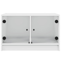 Produktbild för Soffbord med glasdörrar vit 68x50x42 cm