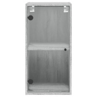 Produktbild för Sidoskåp med glasdörrar grå sonoma 35x37x68,5 cm