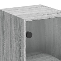 Produktbild för Sidoskåp med glasdörrar grå sonoma 35x37x68,5 cm