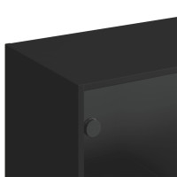 Produktbild för Bokhylla med dörrar svart 136x37x142 cm konstruerat trä