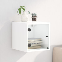 Produktbild för Sängskåp med glasdörr vit 35x37x35 cm