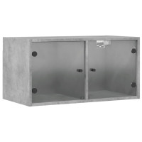 Produktbild för Sidoskåp med glasdörrar 2 st betonggrå 68,5x37x35 cm