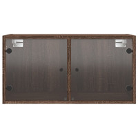 Produktbild för Sidoskåp med glasdörrar 2 st brun ek 68,5x37x35 cm