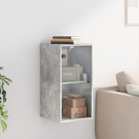 Produktbild för Sidoskåp med glasdörrar betonggrå 35x37x68,5 cm