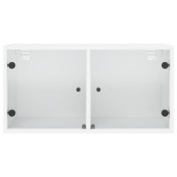 Produktbild för Sidoskåp med glasdörrar 2 st vit 68,5x37x35 cm