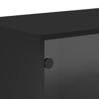 Produktbild för Sidoskåp med glasdörrar 2 st svart 68,5x37x35 cm