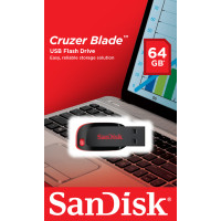 Miniatyr av produktbild för SanDisk Cruzer Blade USB-sticka 64 GB USB Type-A 2.0 Svart, Röd