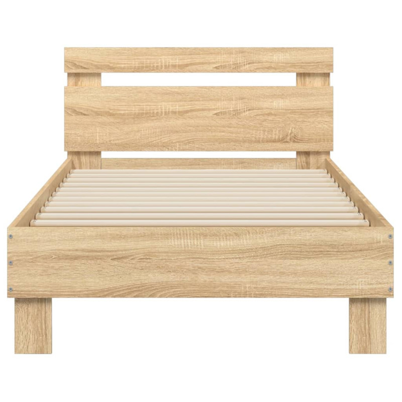 Produktbild för Sängram med huvudgavel sonoma-ek 75x190 cm konstruerat trä