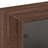 Produktbild för Bokhylla med dörrar brun ek 204x37x75 cm konstruerat trä
