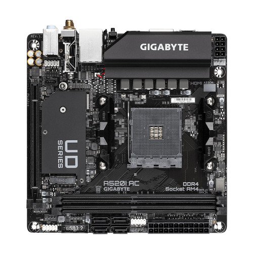 Gigabyte Technology Gigabyte A520I AC moderkort AMD A520 Uttag AM4 Mini-ITX