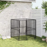 Produktbild för Hundhage 4 paneler svart galvaniserat stål