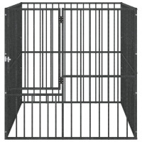 Produktbild för Hundhage 4 paneler svart galvaniserat stål