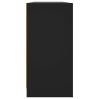 Produktbild för Bokhylla med dörrar svart 204x37x75 cm konstruerat trä