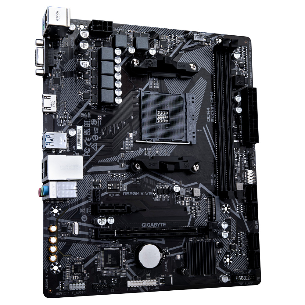 Produktbild för Gigabyte A520M K V2 moderkort AMD A520 Uttag AM4 micro ATX