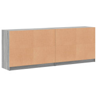 Produktbild för Bokhylla med dörrar grå sonoma 204x37x75 cm konstruerat trä