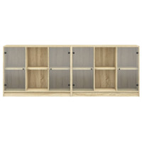 Produktbild för Bokhylla med dörrar sonoma-ek 204x37x75 cm konstruerat trä