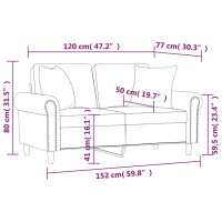 Produktbild för 2-sits soffa med prydnadskuddar vinröd 120 cm konstläder