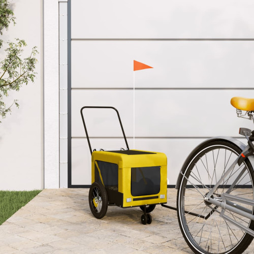 vidaXL Cykelvagn för djur gul och svart oxfordtyg och järn