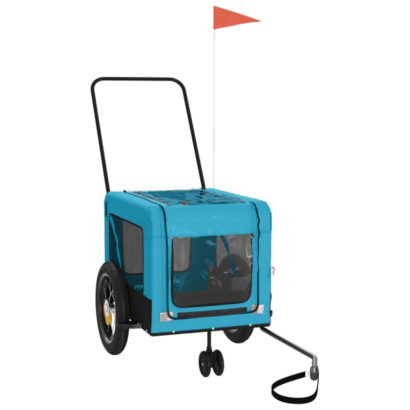 Produktbild för Cykelvagn för djur blå och svart oxfordtyg och järn