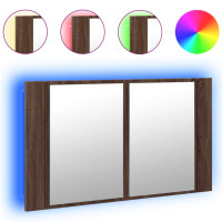 Miniatyr av produktbild för Spegelskåp med LED brun ek 80x12x45 cm akryl