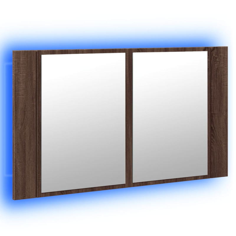 Produktbild för Spegelskåp med LED brun ek 80x12x45 cm akryl