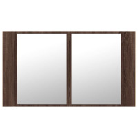 Miniatyr av produktbild för Spegelskåp med LED brun ek 80x12x45 cm akryl