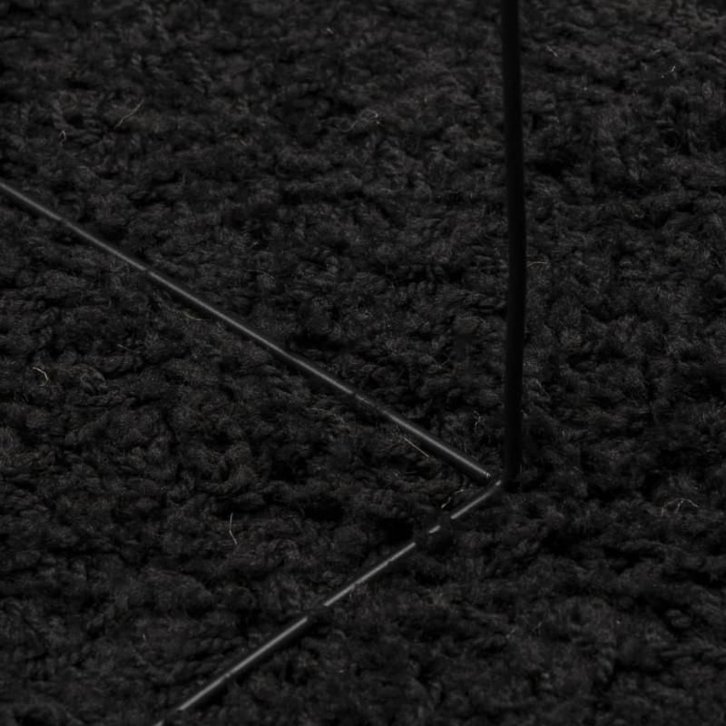Produktbild för Matta långluggad modern svart 120x120 cm