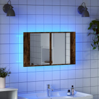 Miniatyr av produktbild för Spegelskåp med LED rökfärgad ek 80x12x45 cm akryl