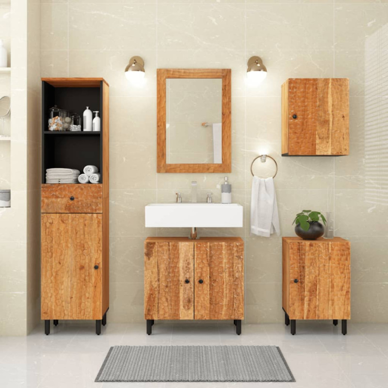Produktbild för Väggmonterat badrumsskåp 38x33x48 cm massivt akaciaträ