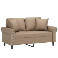 Produktbild för 2-sits soffa med prydnadskuddar cappuccino 120 cm konstläder