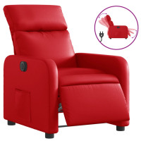 Produktbild för Elektrisk reclinerfåtölj röd konstläder